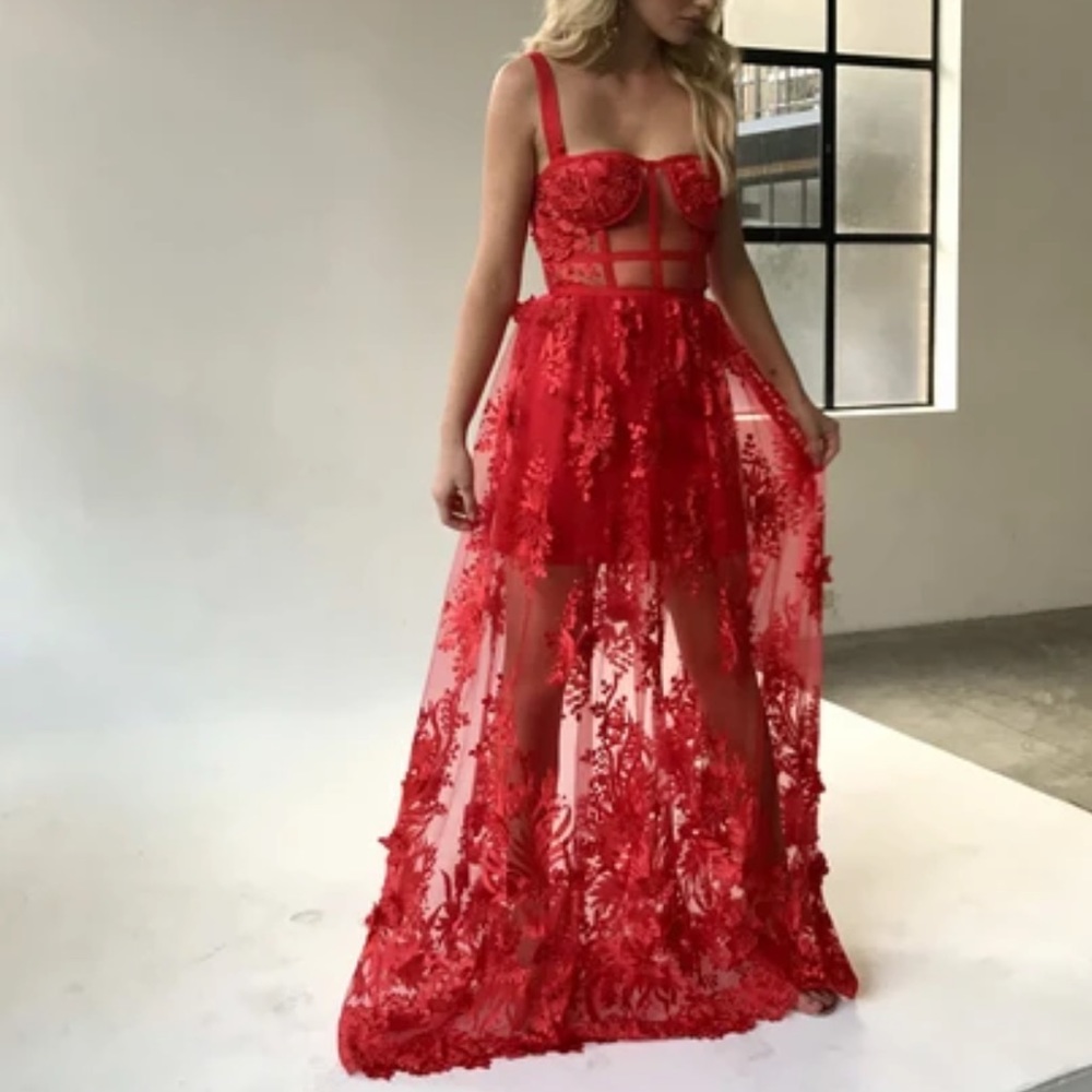 Raya Runway Bandage Lux Lacey Elegant Corset Maxi Party Gown Summer Dress